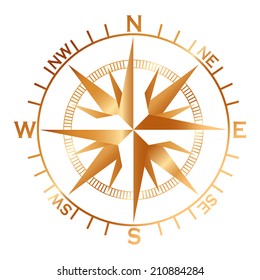 Vector golden compass rose