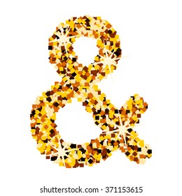 ampersand de confetti dorado vectorial