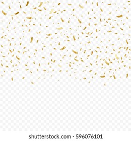 Vector Golden Confetti Falling On Transparent Background