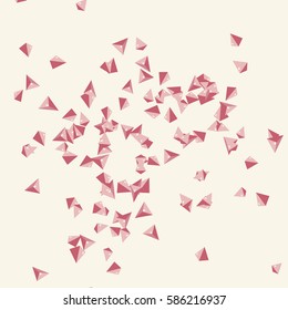 Vector golden confetti. Falling triangles background. Christmas backdrop from minimalistic geometrical 3d parts. 