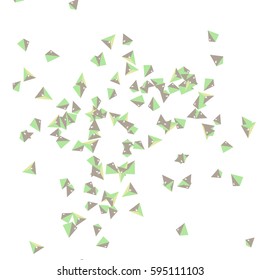 Vector golden confetti. Falling triangles background.Backdrop from minimalistic geometrical parts. 