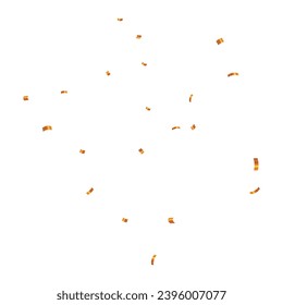 Vector golden confetti isolation on white background.