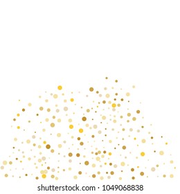 Vector golden confetti on transparent background. Falling tinsel and confetti from minimalistic geometrical confetti and ribbons. Flat falling glitter. Abstract triangles and ribbons on label.