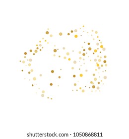 Vector golden confetti on transparent background. Falling tinsel and confetti from minimalistic geometrical confetti and ribbons. Flat falling glitter. Abstract triangles and ribbons on label.