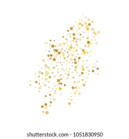 Vector golden confetti on transparent background. Falling tinsel and confetti from minimalistic geometrical confetti and ribbons. Flat falling glitter. Abstract triangles and ribbons on label.