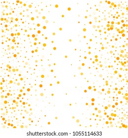 Vector golden confetti on transparent background. Falling tinsel and confetti from minimalistic geometrical confetti and ribbons. Flat falling glitter. Abstract triangles and ribbons on label.
