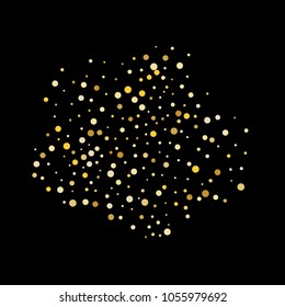 Vector golden confetti on transparent background. Falling tinsel and confetti from minimalistic geometrical confetti and ribbons. Flat falling glitter. Abstract triangles and ribbons on label.