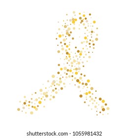 Vector golden confetti on transparent background. Falling tinsel and confetti from minimalistic geometrical confetti and ribbons. Flat falling glitter. Abstract triangles and ribbons on label.