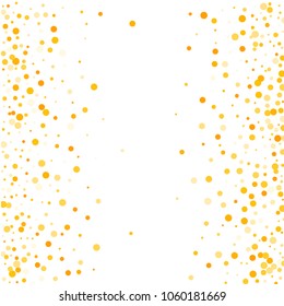 Vector golden confetti on transparent background. Falling tinsel and confetti from minimalistic geometrical confetti and ribbons. Flat falling glitter. Abstract triangles and ribbons on label.