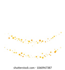 Vector golden confetti on transparent background. Falling tinsel and confetti from minimalistic geometrical confetti and ribbons. Flat falling glitter. Abstract triangles and ribbons on label.
