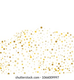 Vector golden confetti on transparent background. Falling tinsel and confetti from minimalistic geometrical confetti and ribbons. Flat falling glitter. Abstract triangles and ribbons on label.