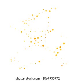 Vector golden confetti on transparent background. Falling tinsel and confetti from minimalistic geometrical confetti and ribbons. Flat falling glitter. Abstract triangles and ribbons on label.