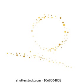 Vector golden confetti on transparent background. Falling tinsel and confetti from minimalistic geometrical confetti and ribbons. Flat falling glitter. Abstract triangles and ribbons on label.