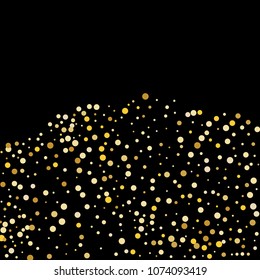 Vector golden confetti on transparent background. Falling tinsel and confetti from minimalistic geometrical confetti and ribbons. Flat falling glitter. Abstract triangles and ribbons on label.