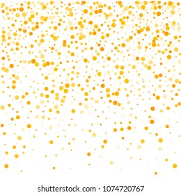 Vector golden confetti on transparent background. Falling tinsel and confetti from minimalistic geometrical confetti and ribbons. Flat falling glitter. Abstract triangles and ribbons on label.