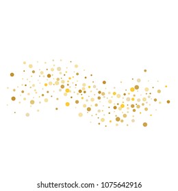 Vector golden confetti on transparent background. Falling tinsel and confetti from minimalistic geometrical confetti and ribbons. Flat falling glitter. Abstract triangles and ribbons on label.