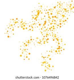 Vector golden confetti on transparent background. Falling tinsel and confetti from minimalistic geometrical confetti and ribbons. Flat falling glitter. Abstract triangles and ribbons on label.