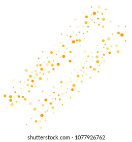 Vector golden confetti on transparent background. Falling tinsel and confetti from minimalistic geometrical confetti and ribbons. Flat falling glitter. Abstract triangles and ribbons on label.