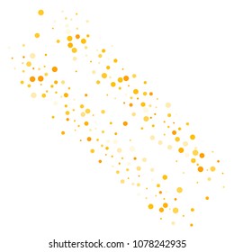 Vector golden confetti on transparent background. Falling tinsel and confetti from minimalistic geometrical confetti and ribbons. Flat falling glitter. Abstract triangles and ribbons on label.