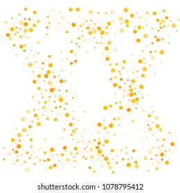 Vector golden confetti on transparent background. Falling tinsel and confetti from minimalistic geometrical confetti and ribbons. Flat falling glitter. Abstract triangles and ribbons on label.