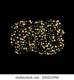 Vector golden confetti on transparent background. Falling tinsel and confetti from minimalistic geometrical confetti and ribbons. Flat falling glitter. Abstract triangles and ribbons on label.