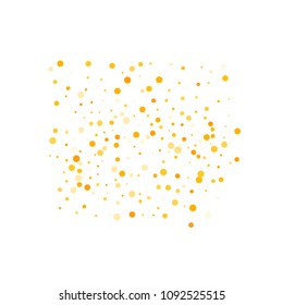 Vector golden confetti on transparent background. Falling tinsel and confetti from minimalistic geometrical confetti and ribbons. Flat falling glitter. Abstract triangles and ribbons on label.