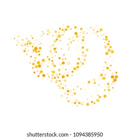 Vector golden confetti on transparent background. Falling tinsel and confetti from minimalistic geometrical confetti and ribbons. Flat falling glitter. Abstract triangles and ribbons on label.