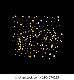 Vector golden confetti on transparent background. Falling tinsel and confetti from minimalistic geometrical confetti and ribbons. Flat falling glitter. Abstract triangles and ribbons on label.