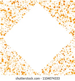 Vector golden confetti on transparent background. Falling tinsel and confetti from minimalistic geometrical confetti and ribbons. Flat falling glitter. Abstract triangles and ribbons on label.