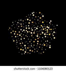 Vector golden confetti on transparent background. Falling tinsel and confetti from minimalistic geometrical confetti and ribbons. Flat falling glitter. Abstract triangles and ribbons on label.