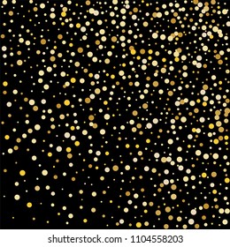 Vector golden confetti on transparent background. Falling tinsel and confetti from minimalistic geometrical confetti and ribbons. Flat falling glitter. Abstract triangles and ribbons on label.