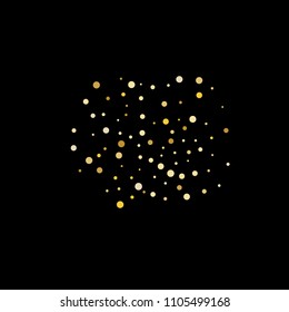Vector golden confetti on transparent background. Falling tinsel and confetti from minimalistic geometrical confetti and ribbons. Flat falling glitter. Abstract triangles and ribbons on label.