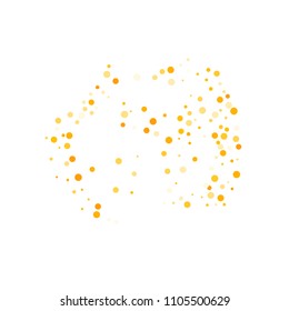 Vector golden confetti on transparent background. Falling tinsel and confetti from minimalistic geometrical confetti and ribbons. Flat falling glitter. Abstract triangles and ribbons on label.