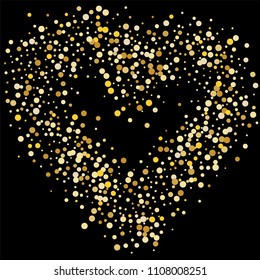 Vector golden confetti on transparent background. Falling tinsel and confetti from minimalistic geometrical confetti and ribbons. Flat falling glitter. Abstract triangles and ribbons on label.