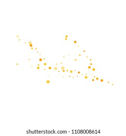 Vector golden confetti on transparent background. Falling tinsel and confetti from minimalistic geometrical confetti and ribbons. Flat falling glitter. Abstract triangles and ribbons on label.
