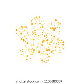 Vector golden confetti on transparent background. Falling tinsel and confetti from minimalistic geometrical confetti and ribbons. Flat falling glitter. Abstract triangles and ribbons on label.