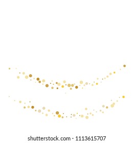 Vector golden confetti on transparent background. Falling tinsel and confetti from minimalistic geometrical confetti and ribbons. Flat falling glitter. Abstract triangles and ribbons on label.