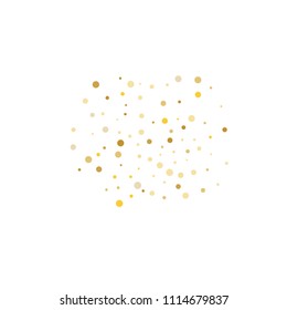 Vector golden confetti on transparent background. Falling tinsel and confetti from minimalistic geometrical confetti and ribbons. Flat falling glitter. Abstract triangles and ribbons on label.