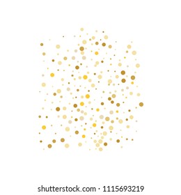 Vector golden confetti on transparent background. Falling tinsel and confetti from minimalistic geometrical confetti and ribbons. Flat falling glitter. Abstract triangles and ribbons on label.