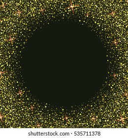 Vector golden confetti, shiny frame for your text. Vector glittering design