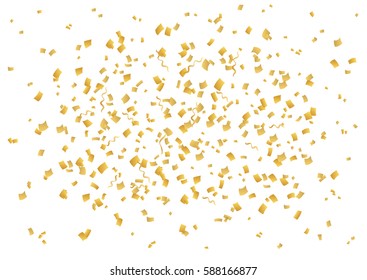 Vector golden confetti splash isolated on white background. 