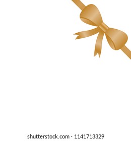 Vector golden corner bow.  Gold bow in right corner.