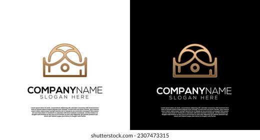 Logo de la letra m de la corona dorada vectorial. Inspiración de logotipo creativo