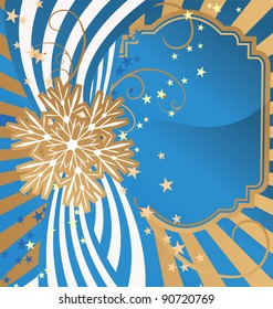 vector golden detailed snowflake on striped blue background christmas illustration background  high detailed composition idea
