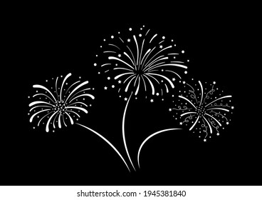 Vector Golden Doodle Fireworks Isolated On White Background, Celebration, Party Icon, Anniversary, New Year Eve.