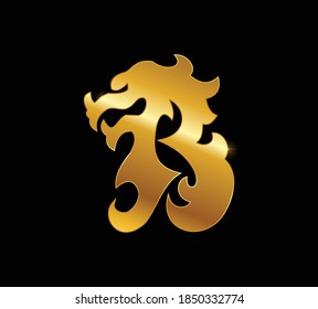 A vector Golden Dragon Monogram Letter