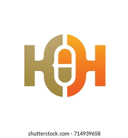 Vector Golden Dual Letter K H Medic Logo