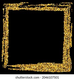 Vector golden dust frame on black background, design element