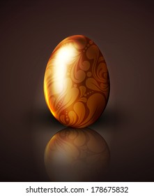 vector golden easter egg with ornament