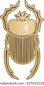 Vector golden Egyptian scarab beetle. In Egyptian mythology, the scarab is the sacred insect of the sun gods. A symbol of the creative power of the Sun, rebirth in the afterlife.
